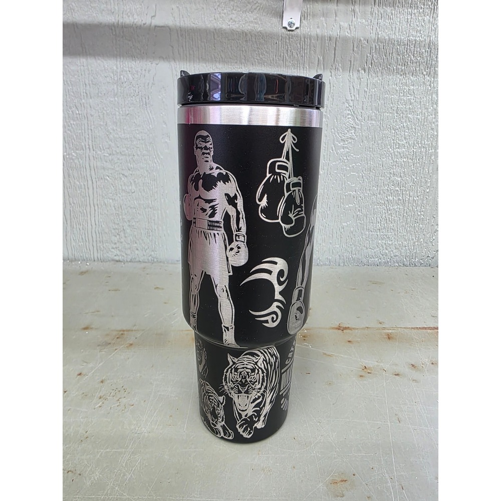 Custom Engraved 40oz Insulated Stainless Steel Tumbler, Mike Tyson - Picture 2 of 4